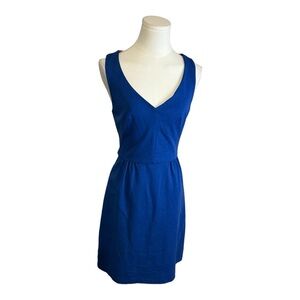 BODEN Sarah Ponte Dress in Royal‎ Blue Size 4R 4 V Neck Mini Midi Sleeveless